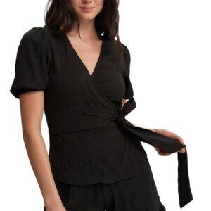 Noize Womens XXS Gauze Wrap Blue Top